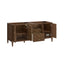 Wooden cabinet with open doors and drawers on a white background