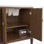 Wooden cabinet with open doors revealing a hidden compartment.