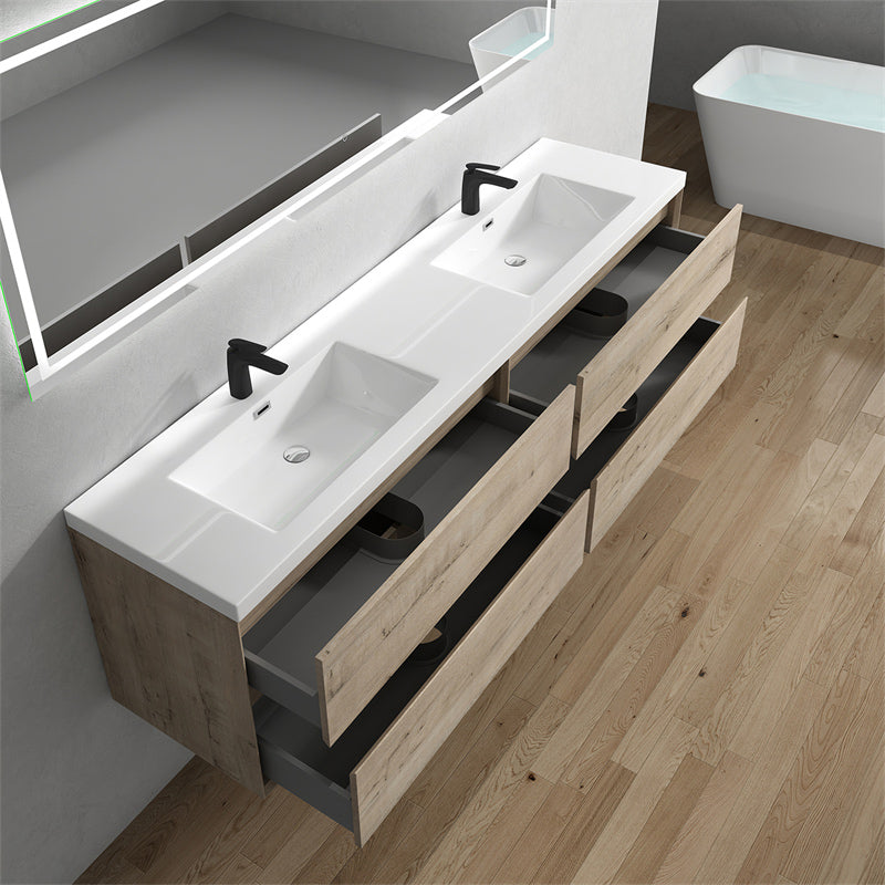 60 inch Sottile Floating Vanity Sink White Oak
