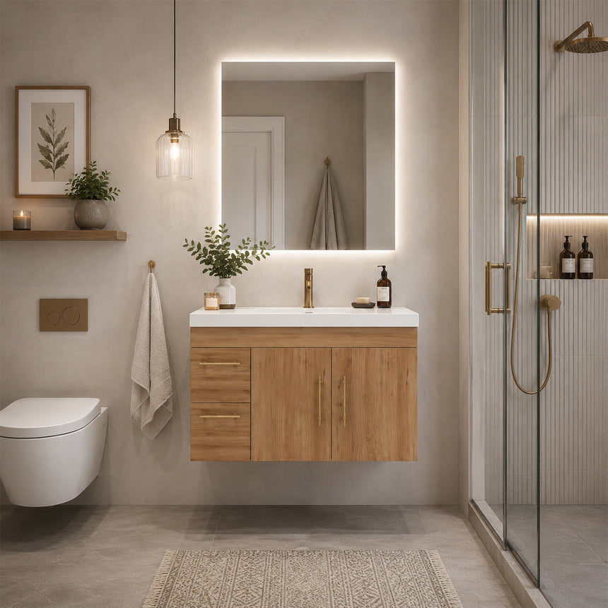 72 inch Belgian Floating Vanity White oak