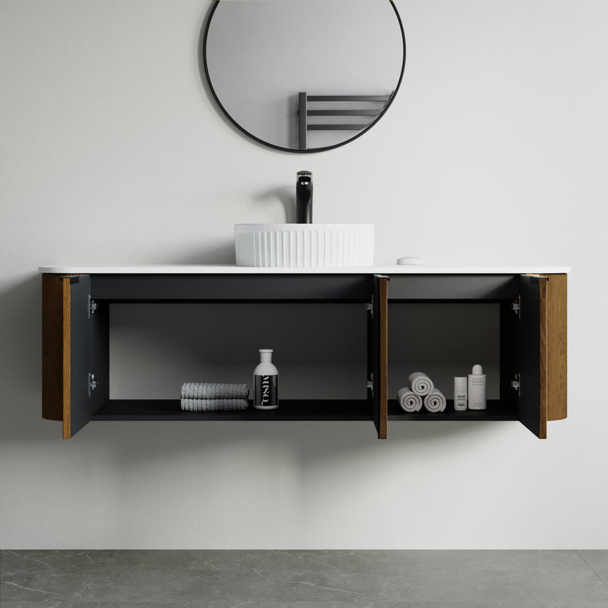 48 inch Bellezza Floating Vanity Oak Vessel