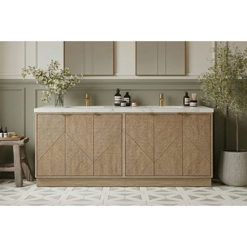 60 inch Sottile Floating Vanity Sink White Oak