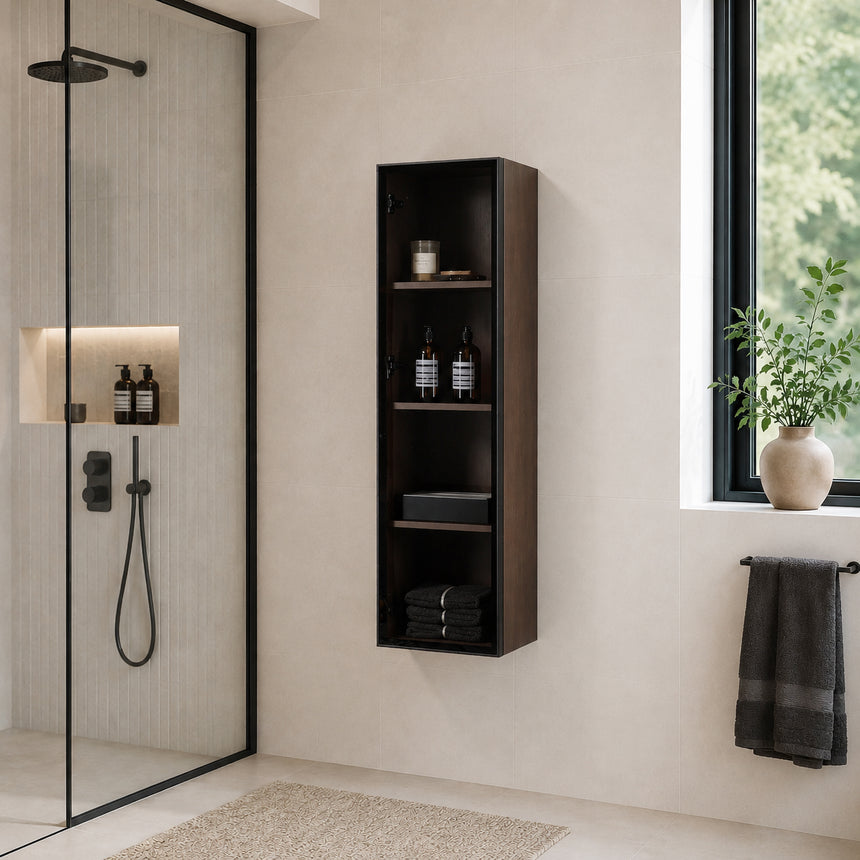 Wooden Linen Cabinet with Glass Door