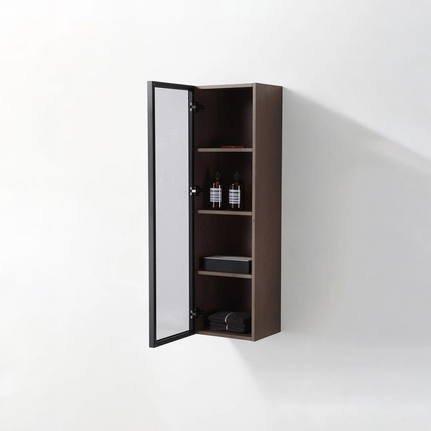 Wooden Linen Cabinet with Glass Door