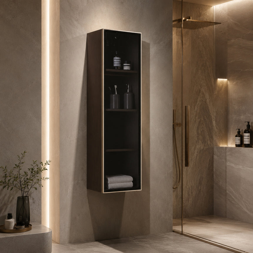 Wooden Linen Cabinet with Glass Door