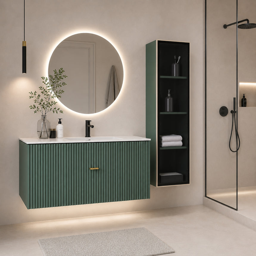Wooden Linen Cabinet with Glass Door