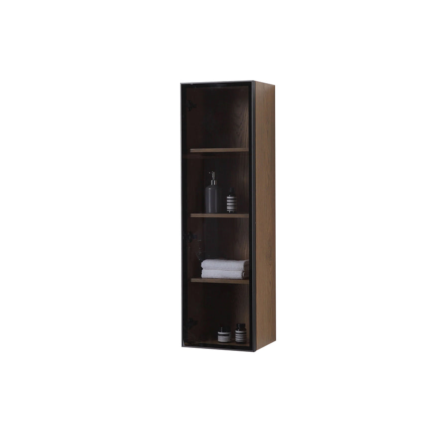 Wooden Linen Cabinet with Glass Door