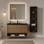 Wooden Linen Cabinet with Floating Vanity in Modern Bathroom