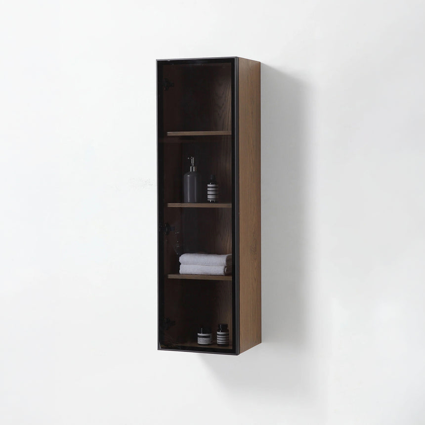 Wooden Linen Cabinet with Glass Door