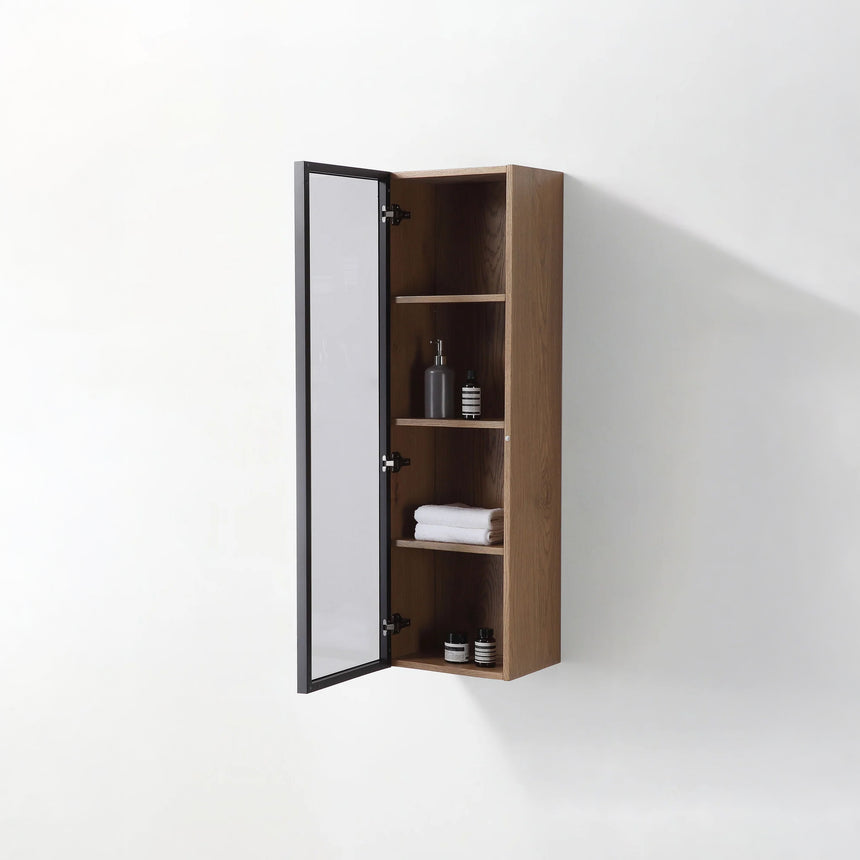 Wooden Linen Cabinet with Glass Door