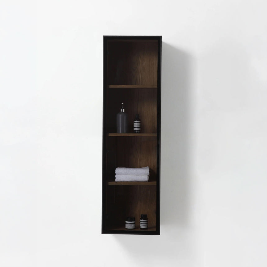 Wooden Linen Cabinet with Glass Door
