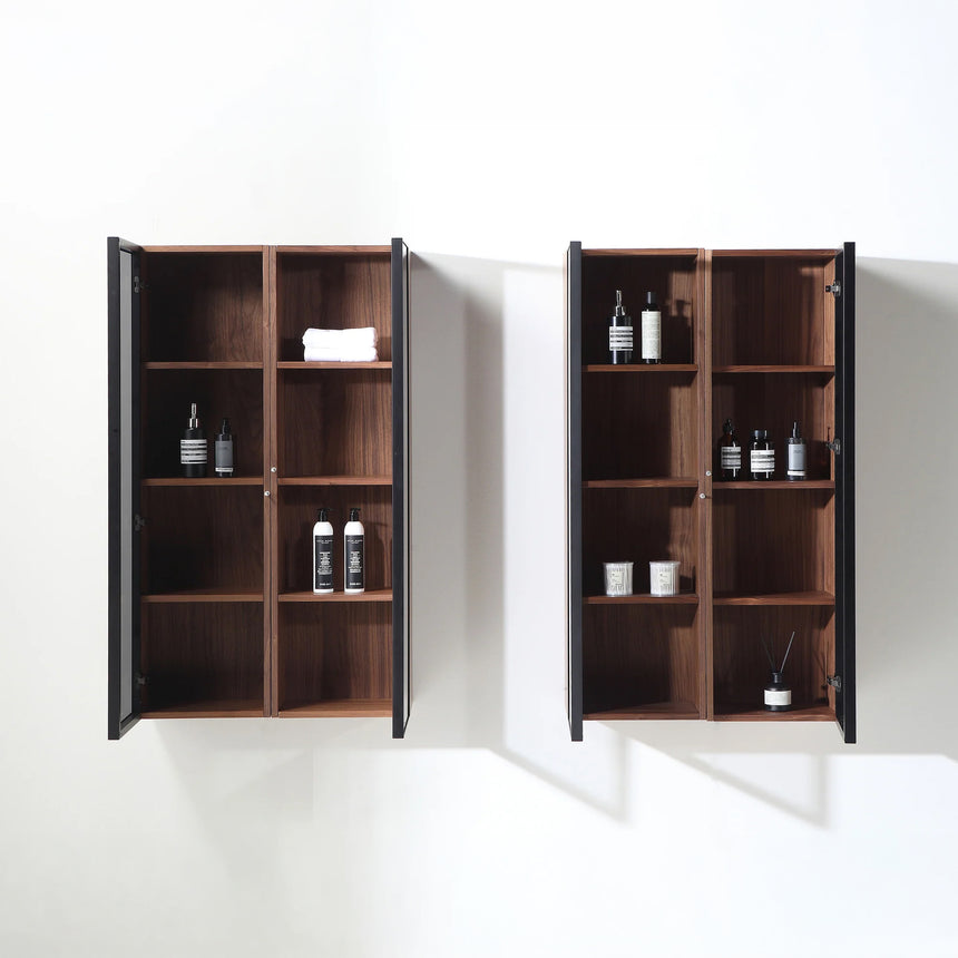Wooden Linen Cabinet with Glass Door