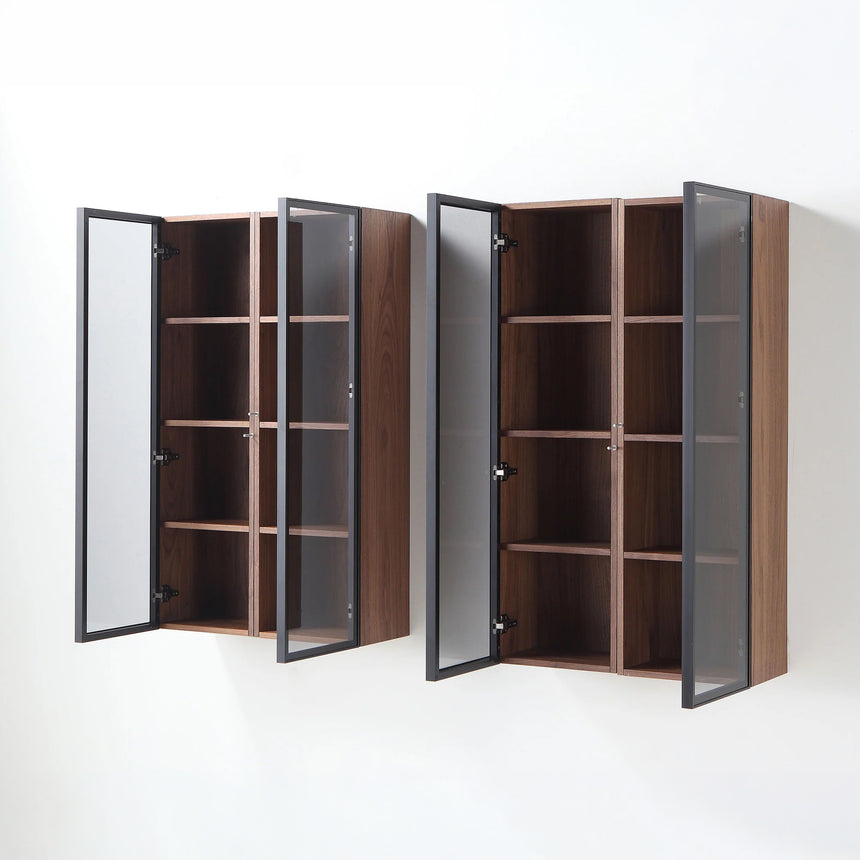 Wooden Linen Cabinet with Glass Door