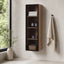Linen Cabinet with White Oak Finish. Modern Bathroom.