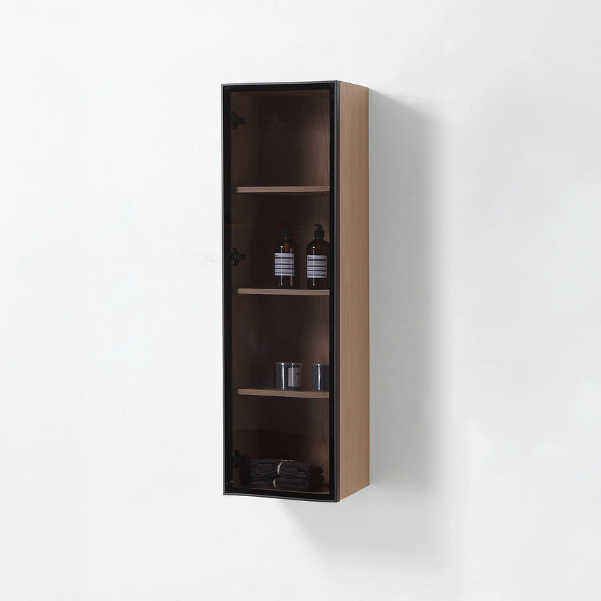 Wooden Linen Cabinet with Glass Door