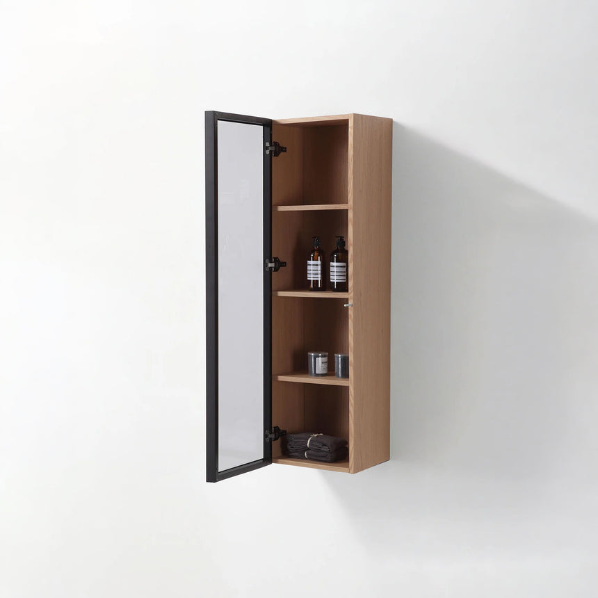 Wooden Linen Cabinet with Glass Door