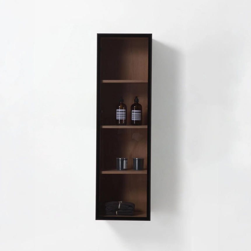 Wooden Linen Cabinet with Glass Door