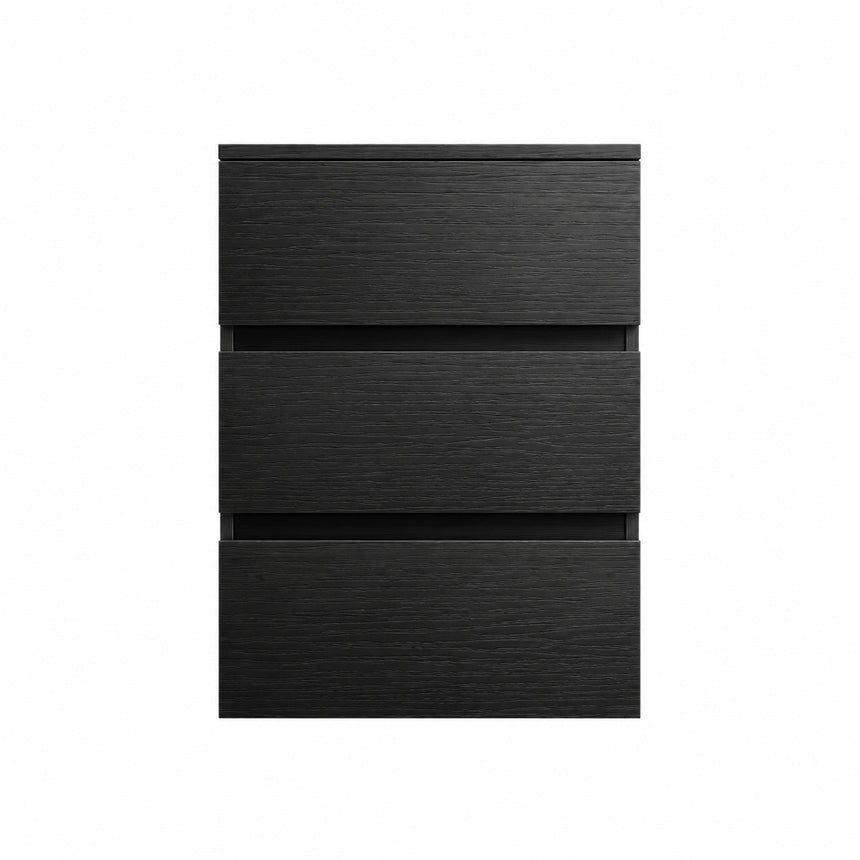 A beige Monterey Side Cabinet with three drawers, European soft-closing hardware, and a matte finish.
