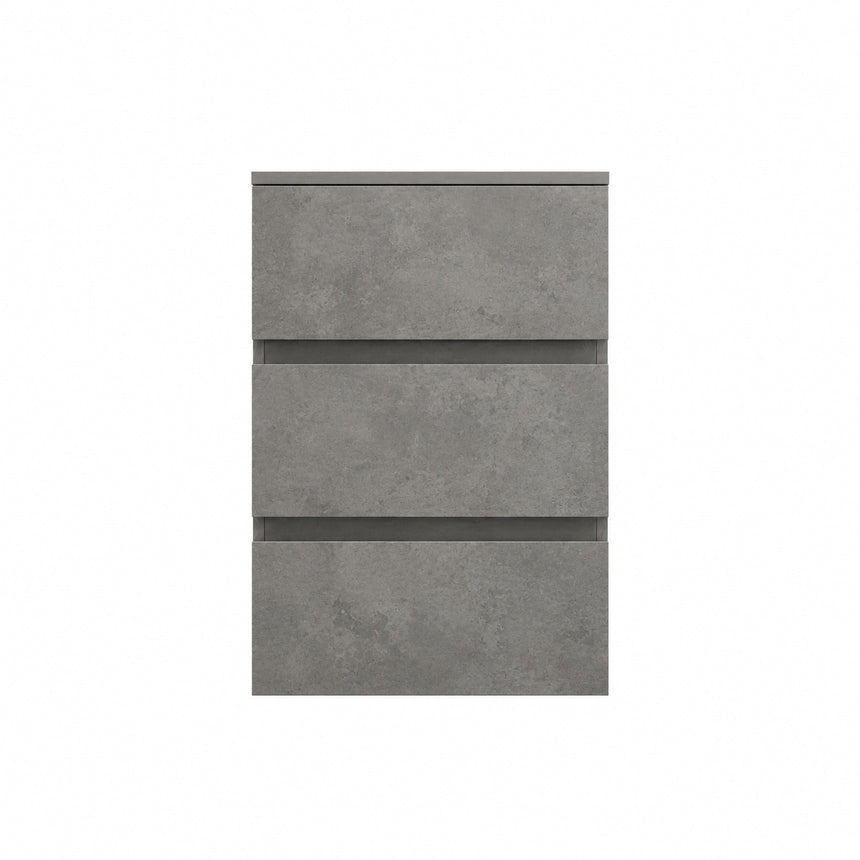 A beige Monterey Side Cabinet with three drawers, European soft-closing hardware, and a matte finish.