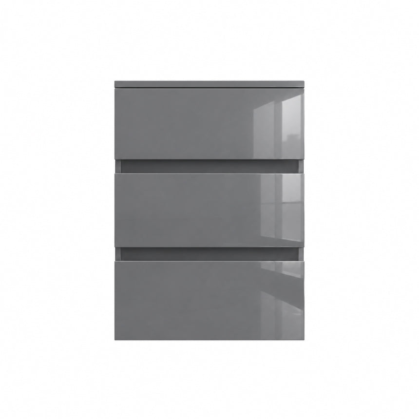 A beige Monterey Side Cabinet with three drawers, European soft-closing hardware, and a matte finish.