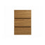 A three-drawer wooden cabinet with a warm medium-brown oak-like finish and subtle grain texture, shown against a plain white background.