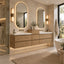 double vanities with center tower in modern bathroom