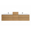 double vanities with center tower in white oak finish
