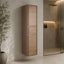 Saggia Linen Cabinet in white oak finish, Modern Bathroom design.