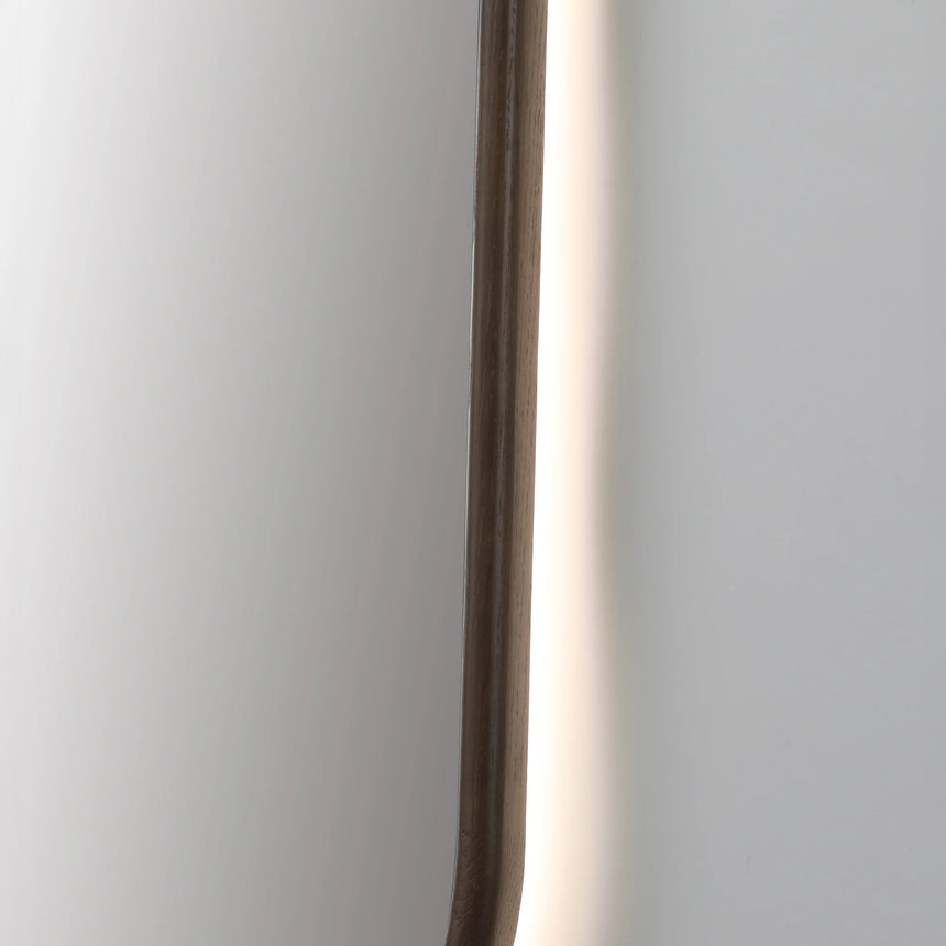 Wood Framed LED Backlit Mirror in walnut finish