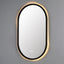 Black Wood Framed mirror with backlit LED light.