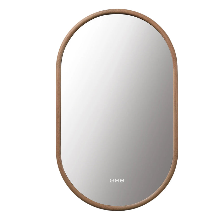 Wood Framed LED Backlit Mirror in walnut finish
