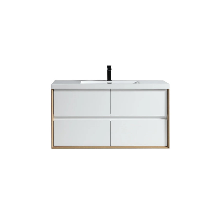 60 inch Sottile Floating Vanity Sink White Oak