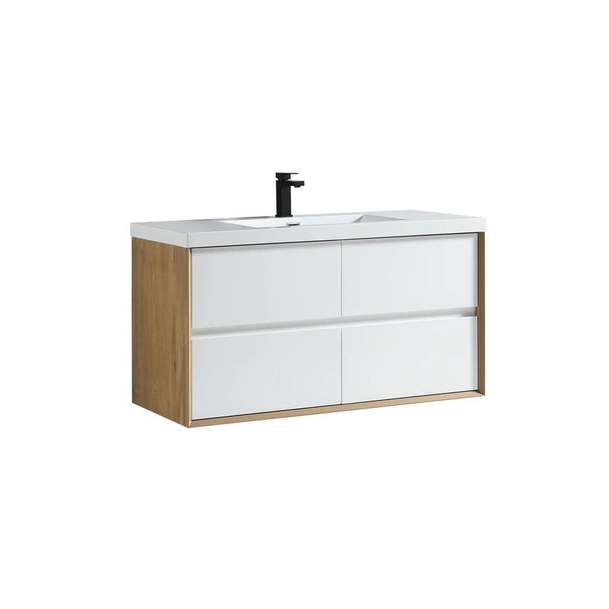 60 inch Sottile Floating Vanity Sink White Oak