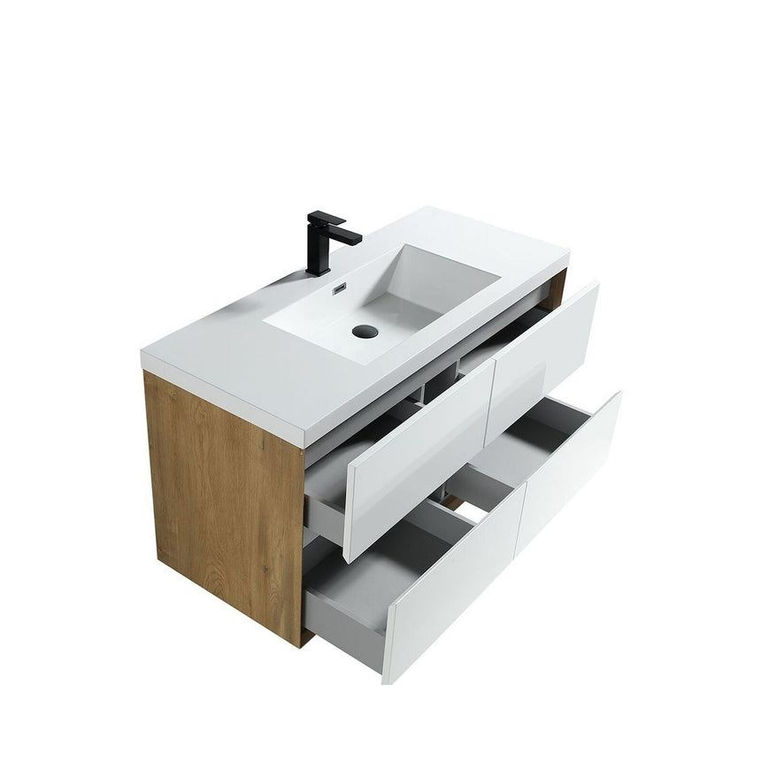 60 inch Sottile Floating Vanity Sink White Oak