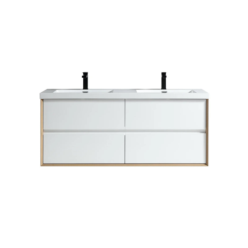 60 inch Sottile Floating Vanity Sink White Oak