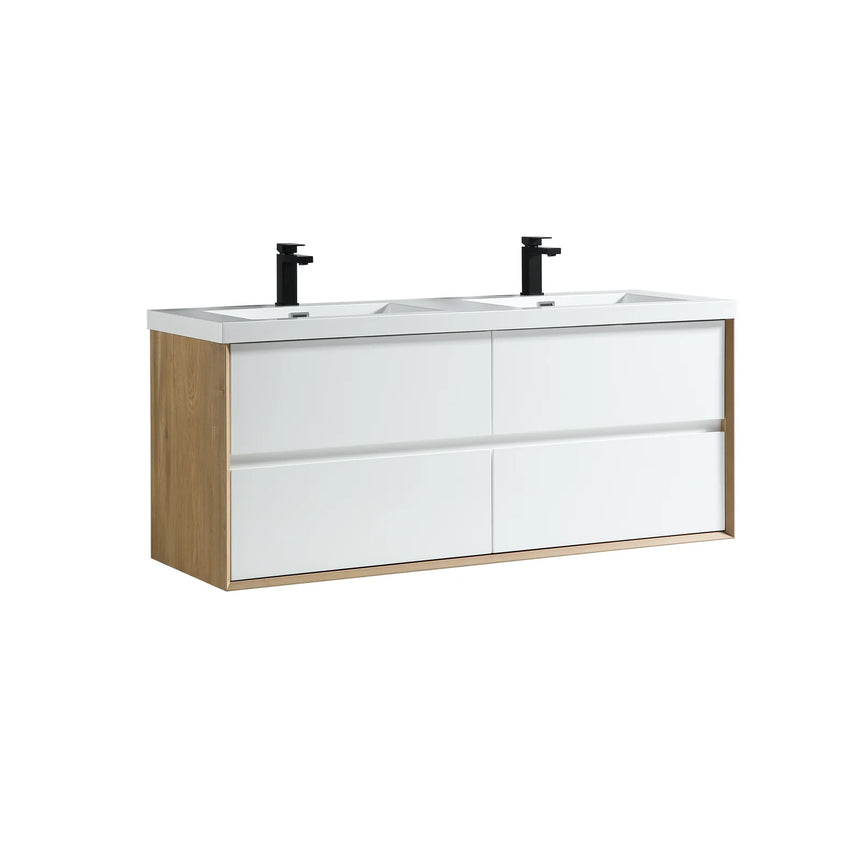 60 inch Sottile Floating Vanity Sink White Oak