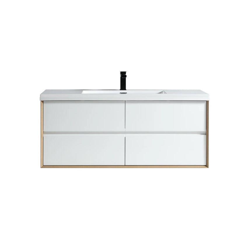 60 inch Sottile Floating Vanity Sink White Oak