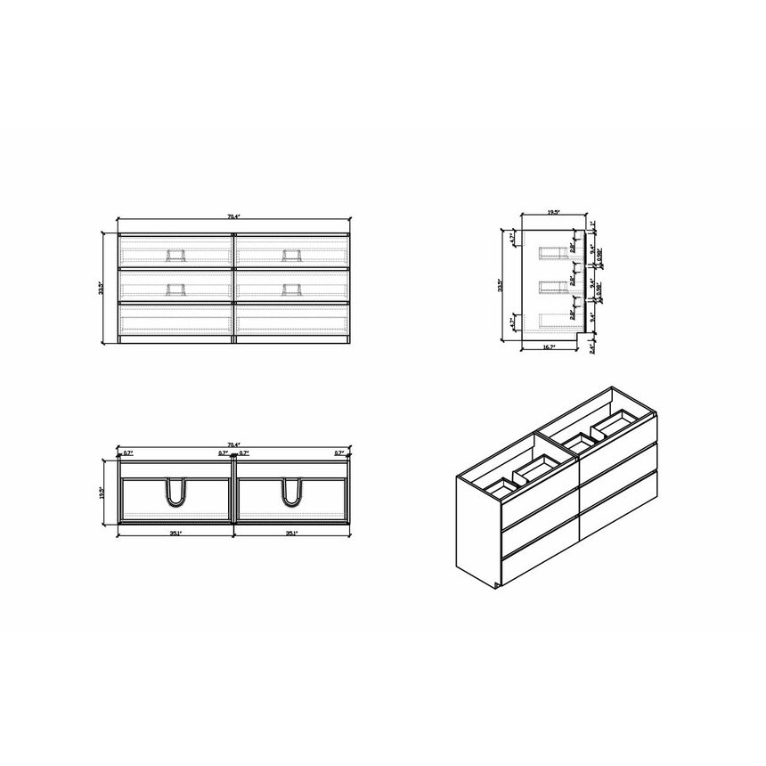 Monterey Modern Vanity (24"-84")